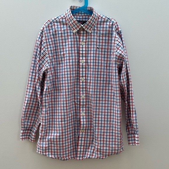 Like New Whale Shirt Button Down Vineyard Vines 100% Cotton Boys Medium - Picture 9 of 9